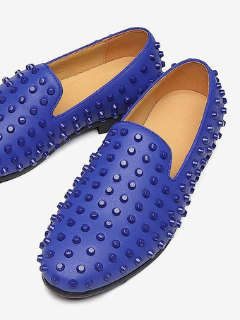 メンズ ローファー シューズ PUレザー リベット スリッポン プロム パーティー ウェディング シューズ