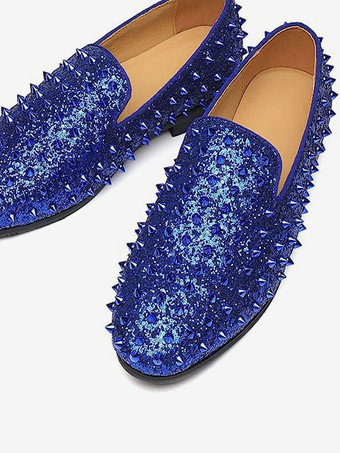 メンズ リベット ローファー シューズ キッズスキン スリッポン プロム パーティー ウェディングシューズ