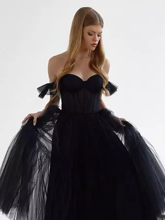 chinese dress ladies Short Black Lace Wedding Formal Dress Pamela Size 16W / Black