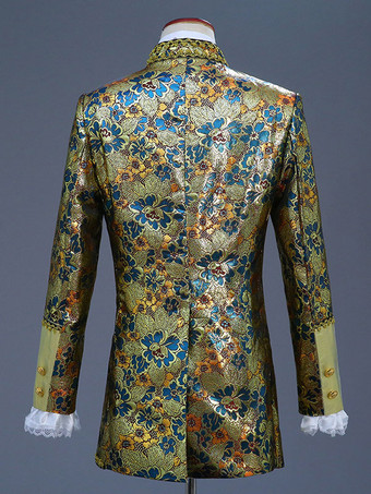 男性用ビクトリア朝の王子様コスチューム 高級刺繍コスチューム カーニバル レッド ヴィンテージ 花柄 長袖 レトロコスチューム