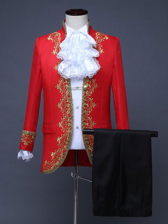 レッド レッドヴィンテージセットアールデコ/レトロポリエステル長袖レトロコスチューム男性用