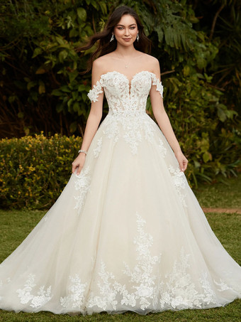 アイボリー黒のウェディングドレス A ライン レース床の長さのブライダル ドレス無料カスタマイズ