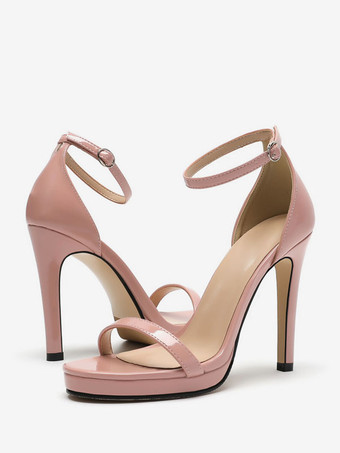 ブライダル サンダル ブラック パテント PU アッパー シック オープントゥ メタル ディテール ウェディング サンダル