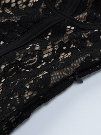 レースストラップネックノースリーブレースドレス