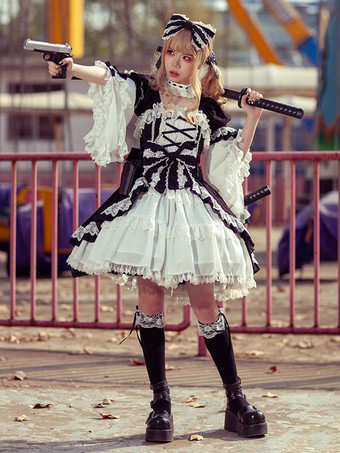 ROCOCO スタイル ロリータ アクセサリー インファンタ ブラック レース フリル 帽子 ポリエステル その他