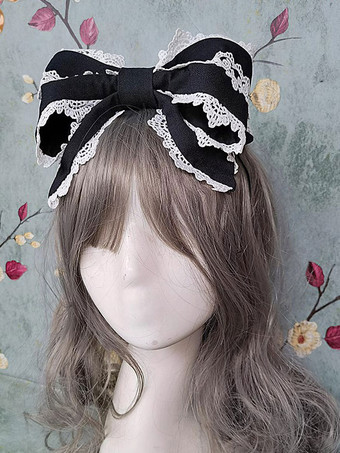 ROCOCO スタイル ロリータ アクセサリー インファンタ ブラック レース フリル 帽子 ポリエステル その他
