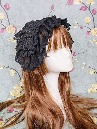 Estilo ROCOCO Accesorios Lolita Infanta Negro Volantes Poliéster Gorros Varios