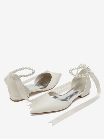 ブライダルシューズ ブライダルフラット PUレザー ポインテッドトゥ