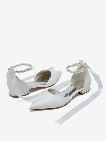 ブライダルシューズ ブライダルフラット PUレザー ポインテッドトゥ