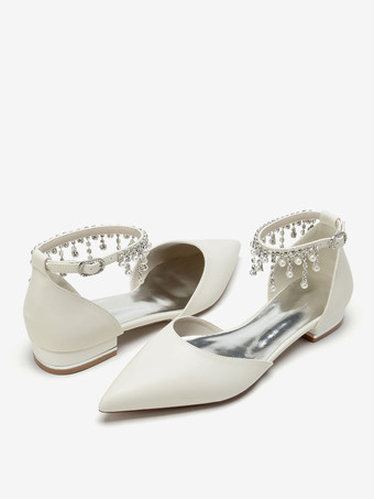 ブライダルシューズ ブライダルフラット PUレザー ポインテッドトゥ