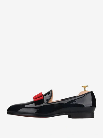 ベルギー製ローファー メンズ パテントPUアッパー 花柄 アートワーク スリッポン プロム パーティー ウェディングシューズ