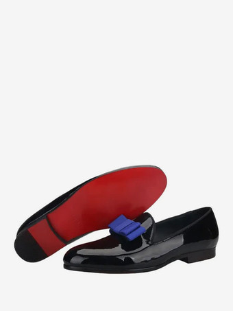 ベルギー製ローファー メンズ パテントPUアッパー 花柄 アートワーク スリッポン プロム パーティー ウェディングシューズ