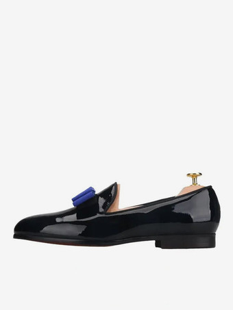 ベルギー製ローファー メンズ パテントPUアッパー 花柄 アートワーク スリッポン プロム パーティー ウェディングシューズ