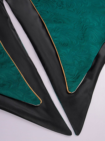 グリーンヴィンテージトップレトロ花柄長袖ポリエステルポリエステル繊維オーバーコートレトロ衣装男性のための