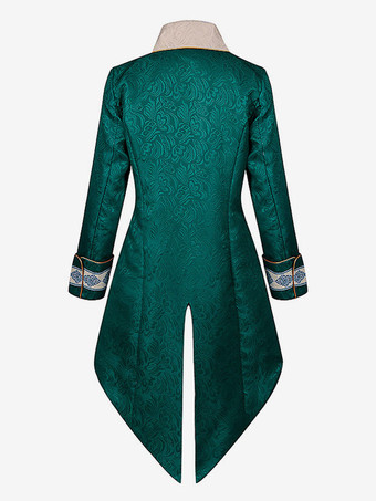 グリーンヴィンテージトップレトロ花柄長袖ポリエステルポリエステル繊維オーバーコートレトロ衣装男性のための