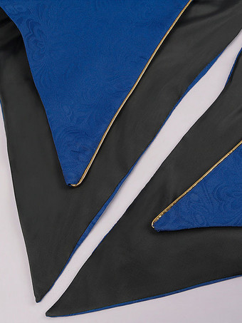 ブルーヴィンテージトップレトロポリエステル花柄長袖レトロコスチューム男性用