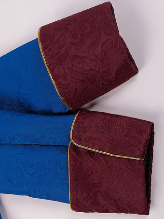 ブルーヴィンテージトップレトロポリエステル花柄長袖レトロコスチューム男性用