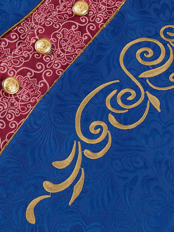 ブルーヴィンテージトップレトロポリエステル花柄長袖レトロコスチューム男性用