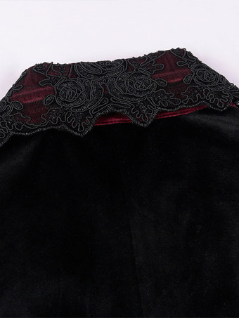 黒ヴィンテージトップレトロフリルレース長袖ポリエステルポリエステル繊維シャツレトロ衣装男性のための