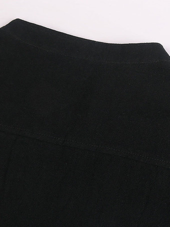 黒ヴィンテージトップレトロレースアップ半袖ポリエステルポリエステル繊維シャツレトロ衣装男性のための