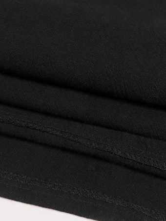 黒ヴィンテージトップレトロレースアップ半袖ポリエステルポリエステル繊維シャツレトロ衣装男性のための