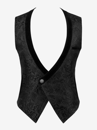 黒ヴィンテージトップレトロノースリーブポリエステルポリエステル繊維チョッキレトロ衣装男性のための