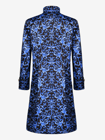 Azul Vintage Top Retro Poliéster Estampado Floral Mangas Largas Disfraces Retro Para Hombre