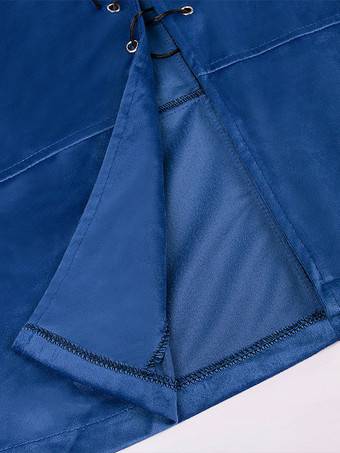 ブルーヴィンテージトップレトロレースアップノースリーブポリエステルポリエステル繊維チョッキレトロ衣装男性のための