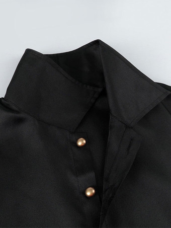 黒ヴィンテージトップレトログロメットノースリーブポリエステルポリエステル繊維マントレトロ衣装男性のための