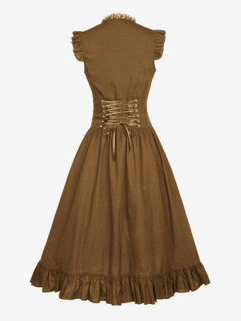 ブラックレトロコスチュームレースポリエステルドレス女性のレトロチュニックマリーアントワネット衣装ヴィンテージ服 バーガンディ