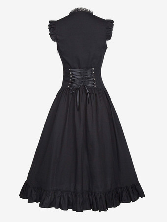 ブラックレトロコスチュームレースポリエステルドレス女性のレトロチュニックマリーアントワネット衣装ヴィンテージ服 バーガンディ