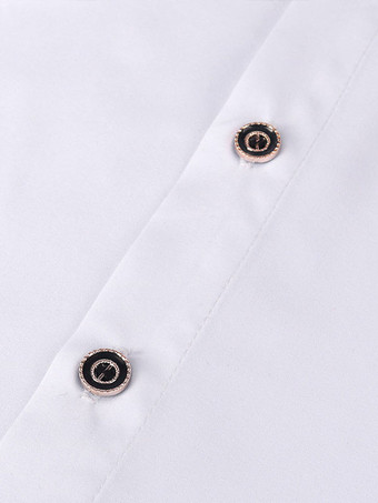 ホワイトヴィンテージトップレトロレースフリル花柄長袖ポリエステルポリエステル繊維シャツレトロな衣装男性