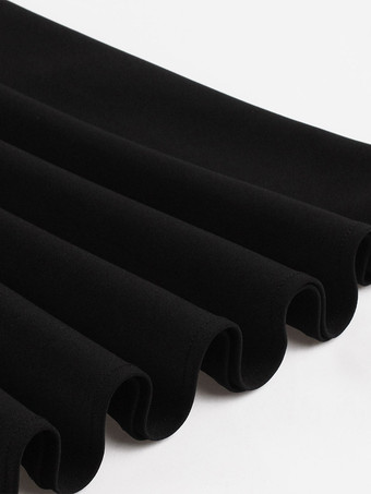 レトログラマードレス クルーネック レース 1950年代 オードリー ヘプバーン スタイル ノースリーブ 膝丈 ブラック ロカビリードレス