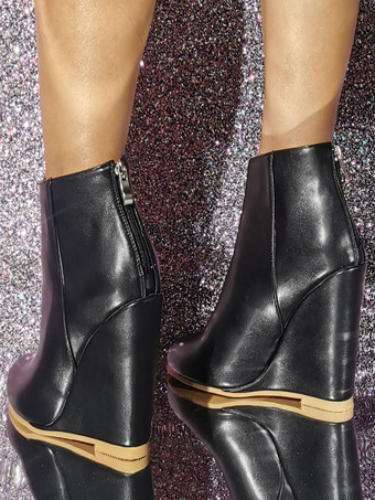 メンズセクシーブーツ ラウンドトゥ ウェッジヒール ブーティ