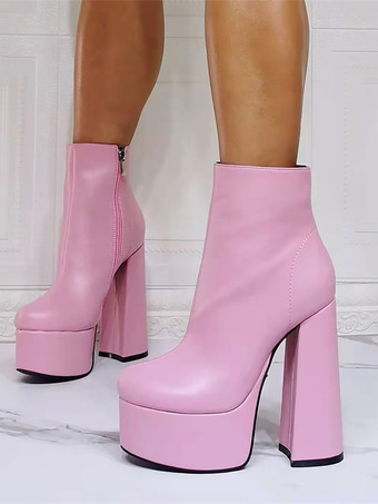 メンズセクシーブーツ ラウンドトゥ チャンキーヒール ブーティ