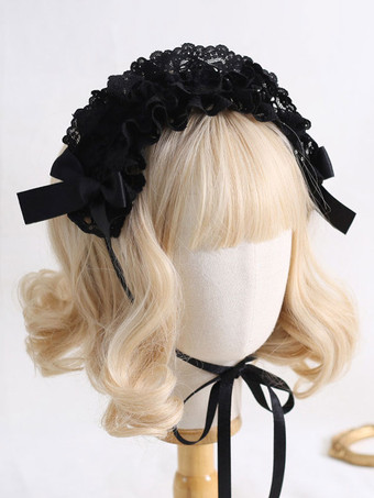 ブラック スチームパンク ロリータ アクセサリー ブルー グレー レース リボン 帽子 ポリエステル その他