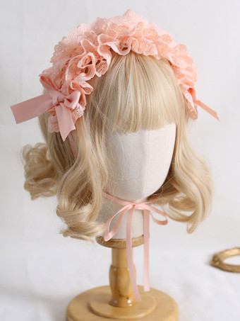 ピンクスチームパンク ロリータ アクセサリー ブルー グレー レース リボン 帽子 ポリエステル その他