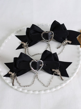 ゴスロリ アクセサリー ブラック チェーン リボン 帽子 ポリエステル その他