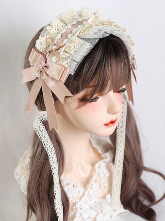 ピンクROCOCO スタイル ロリータ アクセサリー グリーン フリル レース 帽子 ポリエステル その他