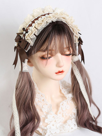 ブラウン ROCOCO スタイル ロリータ アクセサリー グリーン フリル レース 帽子 ポリエステル その他