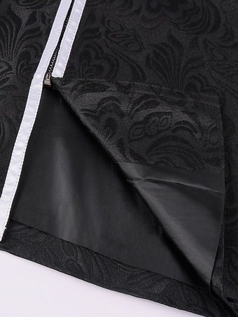 ブラックヴィンテージトップルネサンスポリエステルジャカード長袖レトロコスチューム男性用