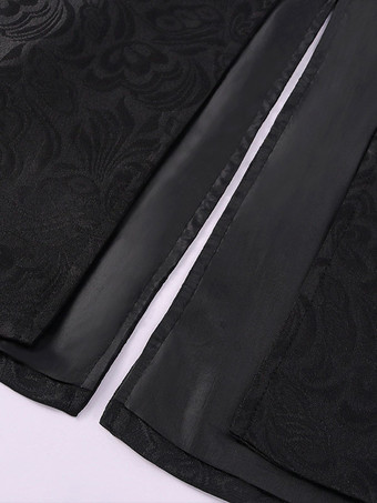 ヴィンテージコート トップルネサンスジャカード 長袖 ポリエステルポリエステル繊維オーバーコート レトロ 男性 ブラック