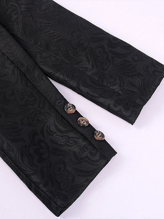 ヴィンテージコート トップルネサンスジャカード 長袖 ポリエステルポリエステル繊維オーバーコート レトロ 男性 ブラック