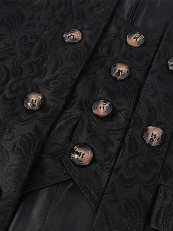 ヴィンテージコート トップルネサンスジャカード 長袖 ポリエステルポリエステル繊維オーバーコート レトロ 男性 ブラック