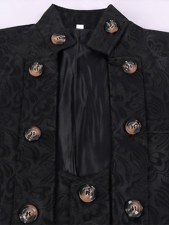 ヴィンテージコート トップルネサンスジャカード 長袖 ポリエステルポリエステル繊維オーバーコート レトロ 男性 ブラック