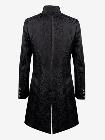 ヴィンテージコート トップルネサンスジャカード 長袖 ポリエステルポリエステル繊維オーバーコート レトロ 男性 ブラック