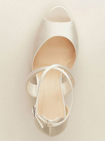 ウェディングシューズ ブライダル パンプス サテン ピープトゥ