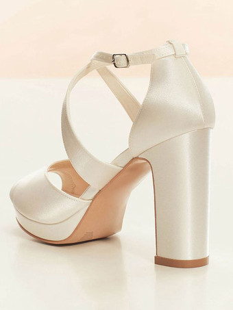 ウェディングシューズ ブライダル パンプス サテン ピープトゥ