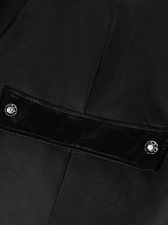 ブラックヴィンテージトップレトロポリエステルメタルディテール長袖レトロコスチューム男性用