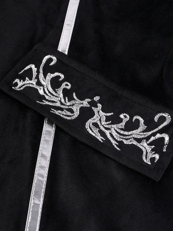 黒ヴィンテージトップルネサンス花柄長袖ポリエステルポリエステル繊維オーバーコートレトロな衣装男性のための